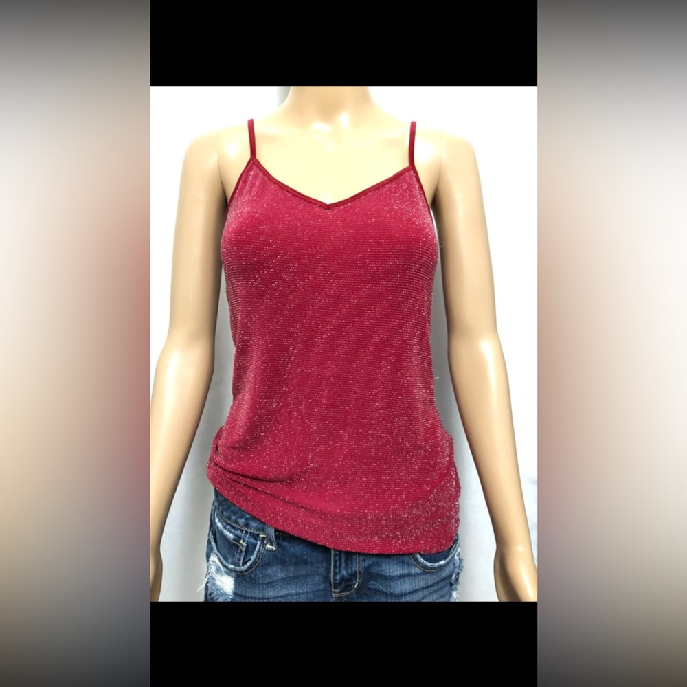 Express; Red shimmer tank top.
